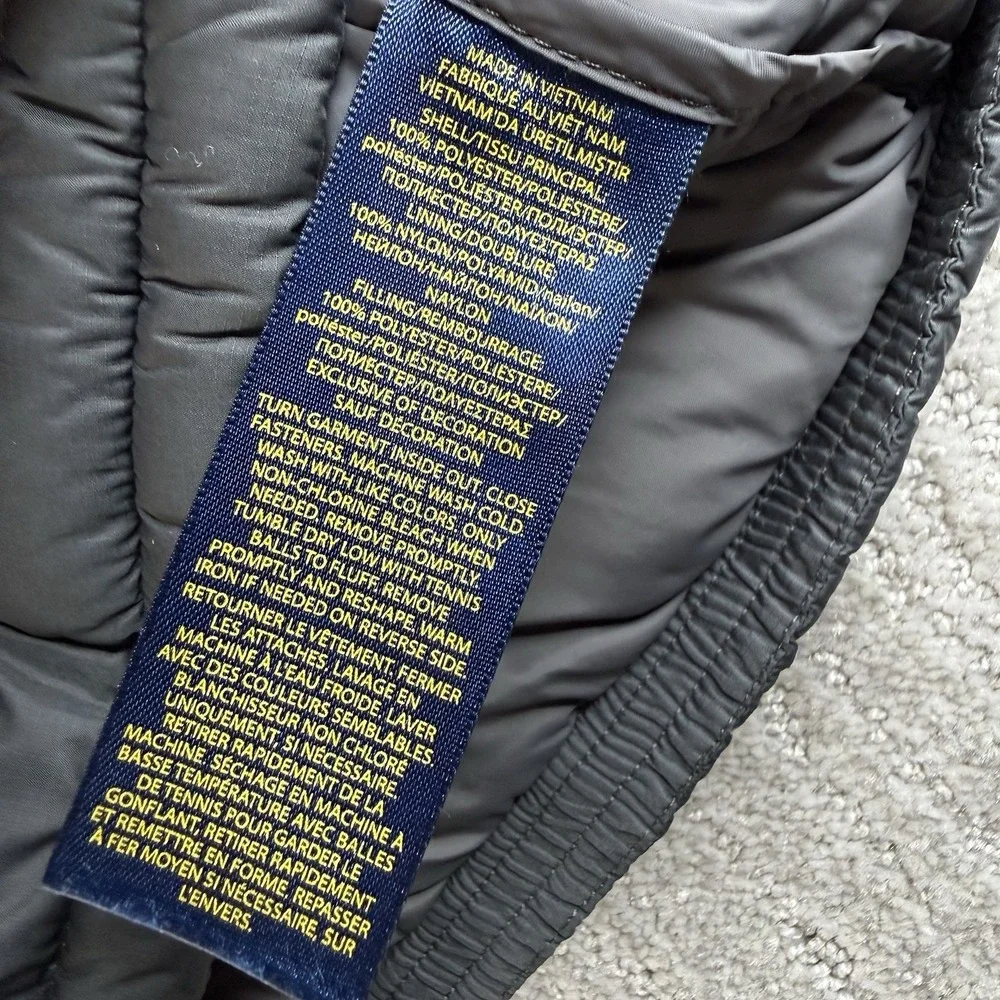 Polo Ralph Lauren Boys Size 6 Quilted Puffer Jacket Zipper Pockets Charcoal Grey